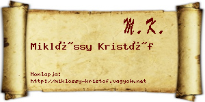 Miklóssy Kristóf névjegykártya