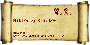 Miklóssy Kristóf névjegykártya